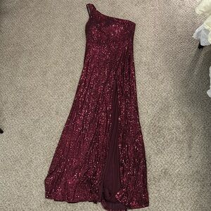 Red off the shoulder prom dress